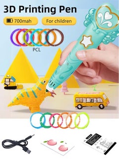 Buy 3D Printing Pen - Includes 3D Pen, 6 Starter Colors of PLA Filament, Stencil Book + Project Guide, and Charger, Art Crafts Gift for Kids & Adults in Saudi Arabia
