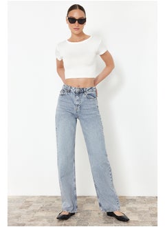 اشتري Blue High Waist Wide Leg Jeans TWOAW22JE0249 في مصر