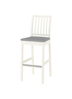 Buy Bar Stool With Backrest, White/Orrsta Light Grey, 75 Cm in Saudi Arabia