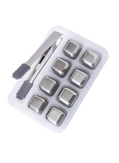 Buy Stainless Steel Ice Cubes with Ice Tong Quick-Frozen  Kitchen Tools,8 Pack in UAE