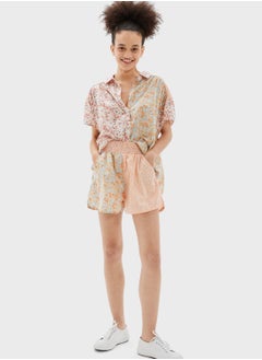 Buy Floral Printed Contrast Shorts in UAE