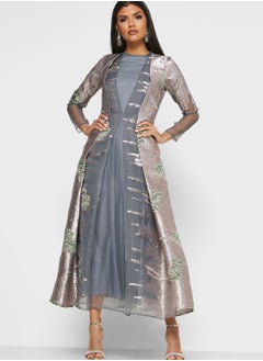 Buy Pleated Mesh Jacquard Dress in Saudi Arabia