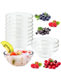 اشتري Set of 10 Small Glass Dipping Bowls - Clear Round Serving Dishes for Parties, Snacks, Sauces, and More - Reusable Mini Condiment Pots for Spices, Relish, Jam, Chutney, and Creams في الامارات