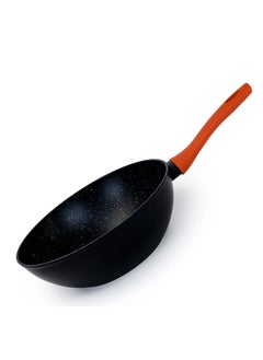 Buy Wilson Aluminum Wok Pan 28x13cm with Marble Coating Silicon Handle and Induction Bottom in UAE