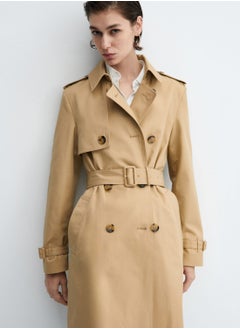 Buy Belted Button Detail Trench Coat in Saudi Arabia