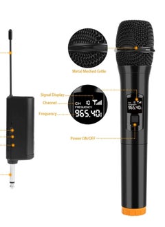 اشتري Wireless Unidirectional Microphone HAndheld Mic With Receiver 1/4 Output For Conference/Weddings/Church/Stage/Party/Karaoke, (Duel Cordless) (Black) في الامارات