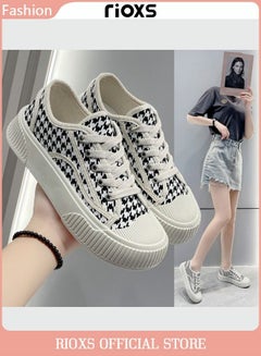 Buy Women's Casual Canvas Low Top Sneakers Classic Lace Up Lightweight Shoes Fashion Breathable Flat Shoes in UAE