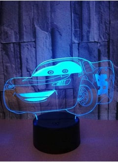 Buy Cartoon sports car colorful 3D touch Multicolor Night Light desktop decoration ornaments small table lamp LED visual atmosphere light holiday and birthday gifts for children in UAE