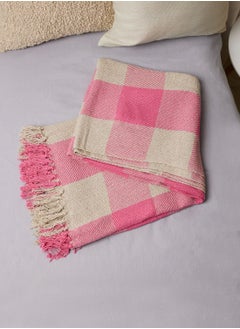 Buy Pink Checkboard Throw in Saudi Arabia