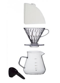 Buy V60 Drip Coffee Preparation Set Consisting of 4 Pieces Clear in Saudi Arabia