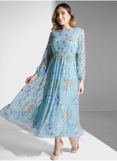 Buy Embellished Puff Sleeve Dress in Saudi Arabia