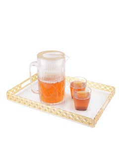 اشتري Acrylic Tray, Clear Tray, Acrylic Serving Tray with Handles for Ottoman, Coffee, Appetizer, Breakfast (Clear) في الامارات