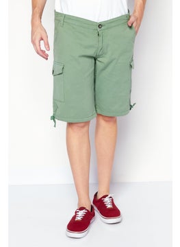 Buy Men Solid Cargo Shorts, Green in Saudi Arabia