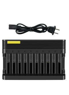 اشتري 18650 Battery Charger, 10 Bays Universal Charger, for 3.7v Li-ion Rechargeable Batteries 26650 14500 16340 18500 10440 18350 17670 18650 Charger, Built-in Safety Protection Chip, Easy Operation في الامارات