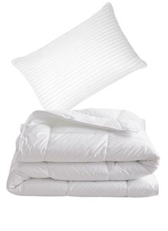 اشتري Classic Cotton Duvet Insert Single Size 160X220Cm With 1 Pillow Cotton White في الامارات