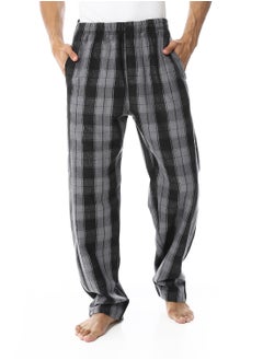 اشتري Plaid Pattern Elastic Waist Pajama Bottom _ Black & Dark Grey في مصر