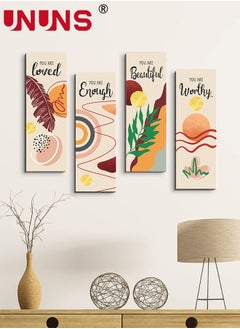 اشتري 4 Pieces Flower Pictures Wall Decor,Wooden Framed Decorative Wall Art Painting For Home Cabinets Dining Restaurant,30x10cmx4 في الامارات