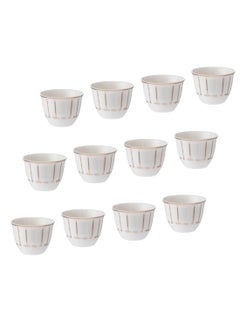 Buy A set of porcelain Arabic coffee cups with golden decor from the sword 12 pieces in Saudi Arabia