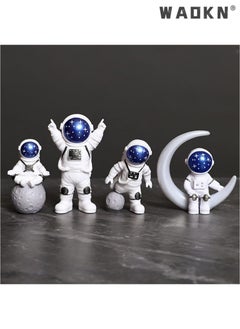 Buy Astronaut Statues Set of 4, Spaceman Sculpture Figurines Outer Space Theme Decor for Nursery Room Cake Topper (Blue) in Saudi Arabia