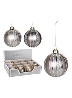 Buy Christmas Glitter Ball, Metallic Silver - 8 cm in UAE