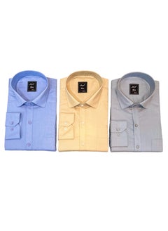 اشتري Men's 3-Piece Formal Shirts Combo Slim Fit في الامارات