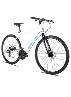 اشتري Spartan 700c Dolomite Fitness Bike | Lightweight Frame Alloy Road Bicycle | Shimano Shifters and Rear Derailleur | 24 Speed Cycle | Slate White | Frame Size Medium في الامارات