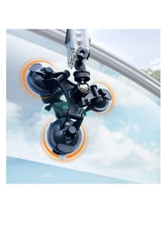 اشتري Triple Suction Cup Mount Holder, Action Camera Car Windshield Mount, with 1/4 Threaded Head 360 Degree Tripod Ball Head Mount and Screw, Compatible with Gopro, DJI OSMO Akaso في السعودية