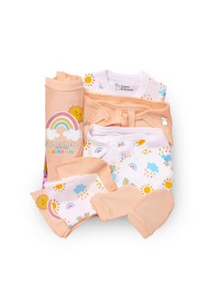 Buy Newborn Gift Set - 11 Pcs (Peach) Clothing Hamper Baby Gift Set For Newborn 0-3 Months | Unisex Gift Set For Baby Boy & Baby Girl | Skin-Friendly Baby Clothes, Chemical-Free Dyes in Saudi Arabia