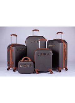 Buy Hardside 5 Piece Luggage Trolley Set Coffee in Saudi Arabia