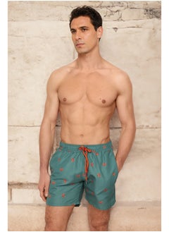 Buy Green Standard Fit Patterned Crab Patterned Swim Shorts TMNSS24DS00006 in Egypt