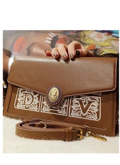 Buy Brown  Leather Cross Hand Bag With Adjustable shoulder bag in Egypt