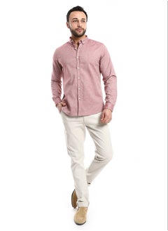 Buy Casual Heather Burgundy Long Sleeves Shirt_ Heather Burgundy in Egypt