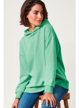 اشتري Women Hooded Long Sleeve Plain Hoodie, Dark Mint Green في الامارات