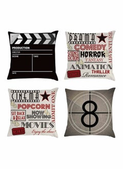 اشتري 4 Pcs Cinema Popcorn Pillow Case Movies Playing Board Sofa Waist Throw Cushion Cover Home Decor (45x45 cm) في الامارات