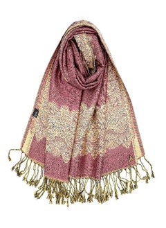 Buy Achillea Soft Silky Reversible Paisley Pashmina Shawl Wrap Scarf w/Fringes (Border Orchid) in UAE