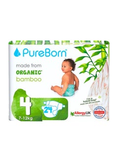 اشتري Natural Bamboo Baby Disposable Size 4 Diapers Nappy Single Pack From 7 to 12 Kg  24 Pcs Leopard Print Super Soft Maximum Leakage Protection New Born Essentials Eco Friendly في الامارات