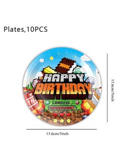 Buy 10pcs 7 inch Minecraft theme disposable plates party supply dishes kids birthday party  decoration tableware in UAE