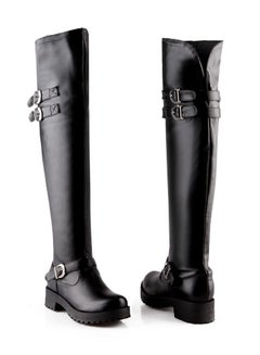 Buy Martin Block Heel Knee High Boots Black in UAE