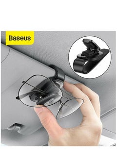 Buy Baseus Car Sunglass Spectacles Holder Eyeglasses Storage Fastener Hanger Sun Visor Case for all Cars, SUVs, Trucks (Universal Black) in UAE