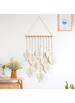 Buy Macrame feather Wall Hanging Boho Leaves Macrame Tapestry Wall Decor Handmade beige in Egypt