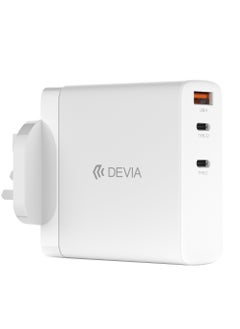 Buy Devia 140W Triple Wall Plug 2 PD + 1 USB Port with GAN Technology The plug distributes power evenly between connected devices. This ensures safe and efficient charging. in Saudi Arabia