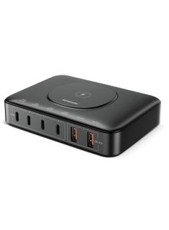 Buy Remson 100W GaN Desktop Charger Portable Charging Station with 15W Wireless Charging, 4 PD USB-C and 2 QC USB-A Multiport for iPhone 14, 13, MacBook Pro, and More Electronic Devices in UAE