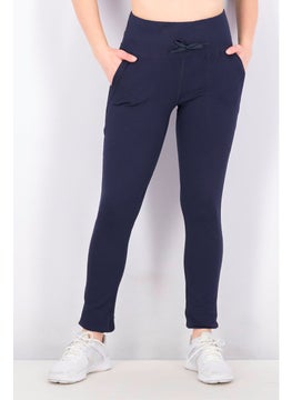 اشتري Women Sport Fit Drawstring Side Pocket VRCT Leggings, Navy Blue في الامارات