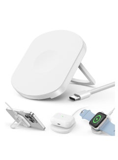 Buy Magnetic Wireless Charger, MagSafe Charger Compatible for iPhone 14 13 12 Series for iWatch, Travel Wireless Charging Pad with Kickstand, Include 3.3Ft Type C Cable Included in Saudi Arabia