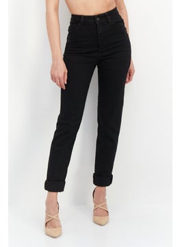 اشتري Women Mom High Waist Stretchable Jean, Black في الامارات