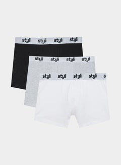 Buy Pack of 3 - Cotton Stretch Solid Long Trunks in Saudi Arabia