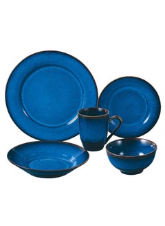 Buy 20-Piece Porcelain Dinner Set Blue in Saudi Arabia