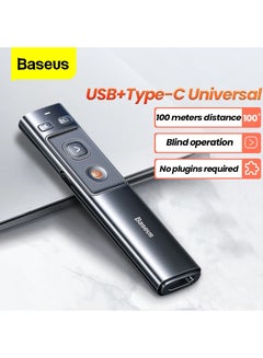 Buy Baseus Wireless Presenter Pen 2.4Ghz  USB/Type-C Bluetooth ReceiverAdapter Handheld Remote Control Pointer Red Pen PPT Power Point Presentation Pointer in Saudi Arabia