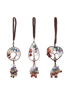 اشتري 3Pcs Hanging Ornaments Decor, 3 style Healing Crystals Tree of Life 7 Chakras Car Hanging Accessories Home Decor Meditation Ornaments في السعودية