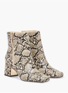 Buy Women Animal Print Ankle Boots with Block Heels in Saudi Arabia